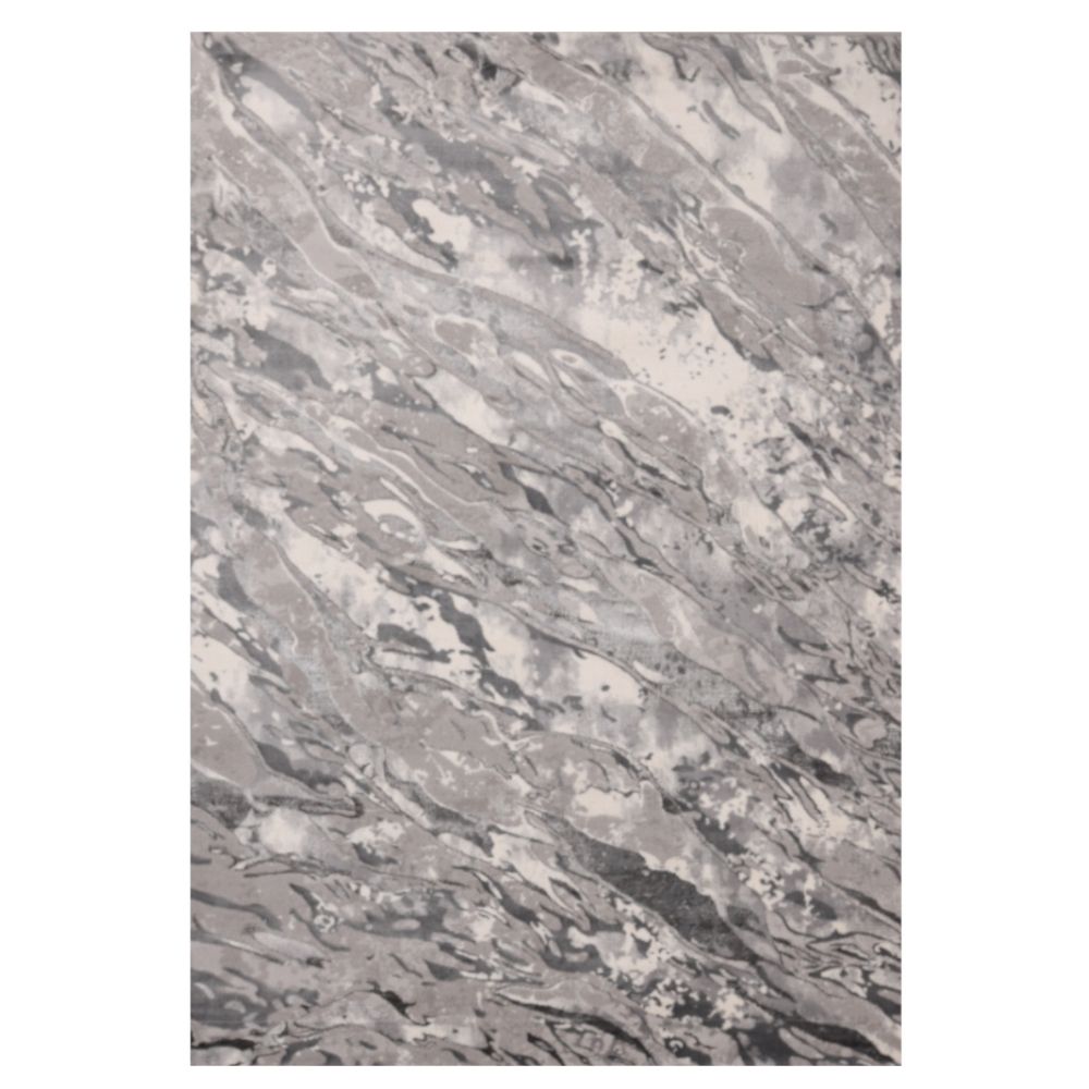 Tapete decorativo colección Samira U5006 rectangular de poliéster y polipropileno en gris plata