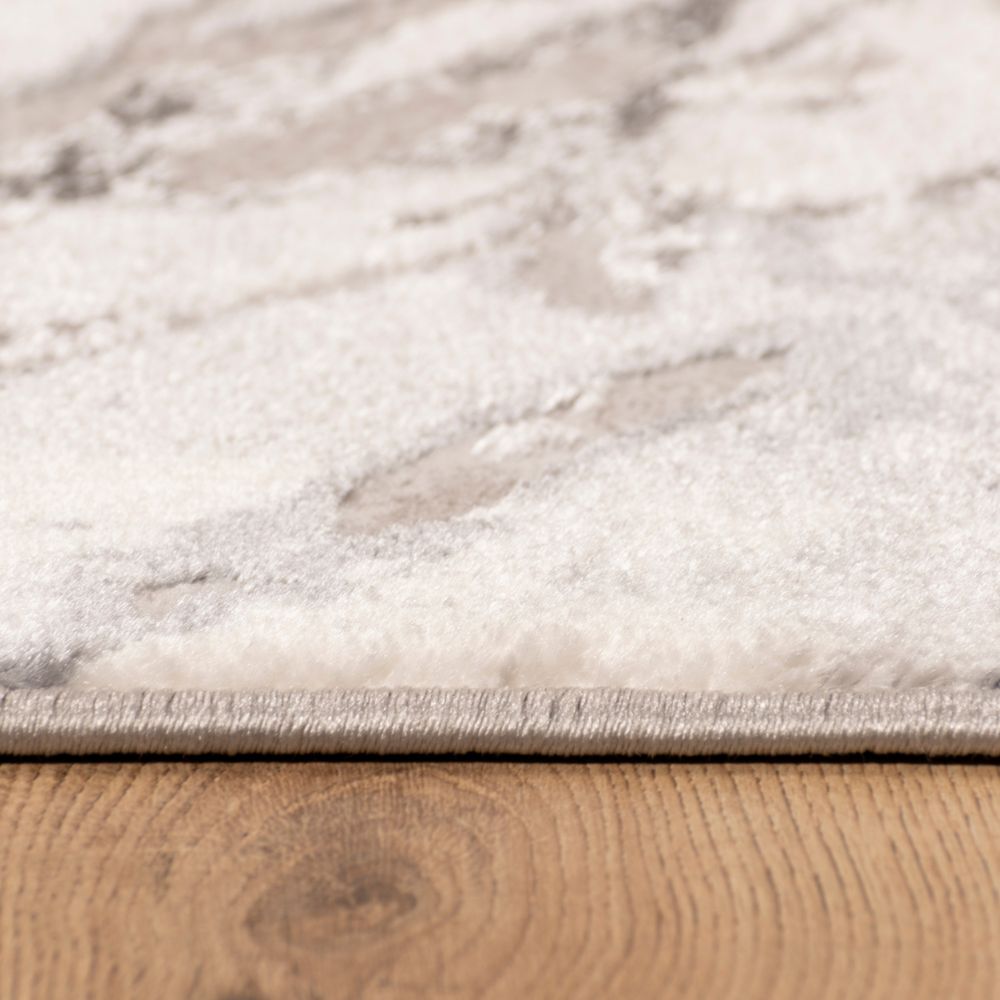 Tapete decorativo colección Samira U5006 rectangular de poliéster y polipropileno en gris plata