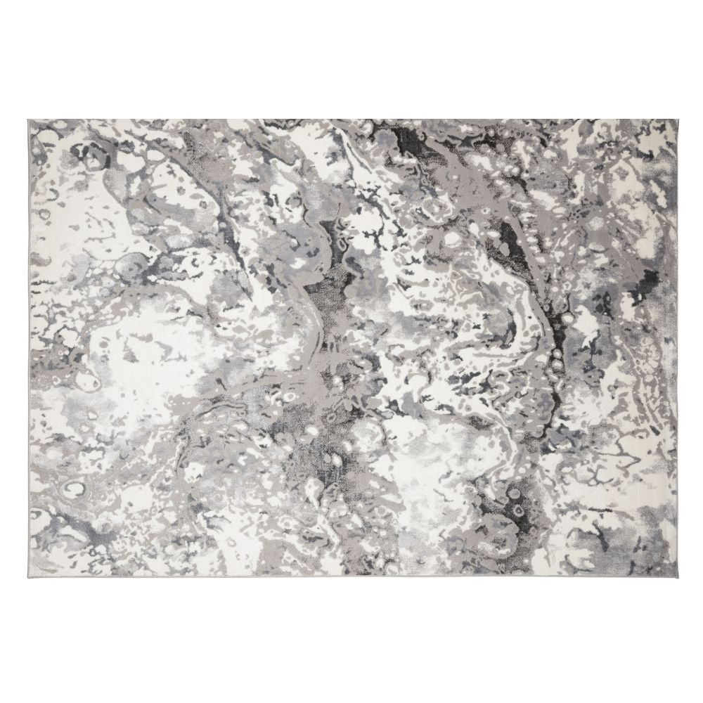 Tapete decorativo colección Samira rectangular en poliéster y polipropileno gris plata de pelo corto
