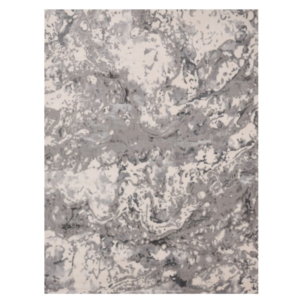 Tapete decorativo colección Samira rectangular en poliéster y polipropileno gris plata de pelo corto