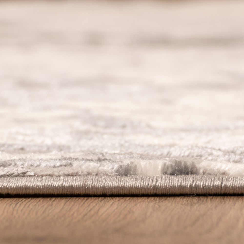 Tapete decorativo colección Samira rectangular en poliéster y polipropileno gris plata de pelo corto