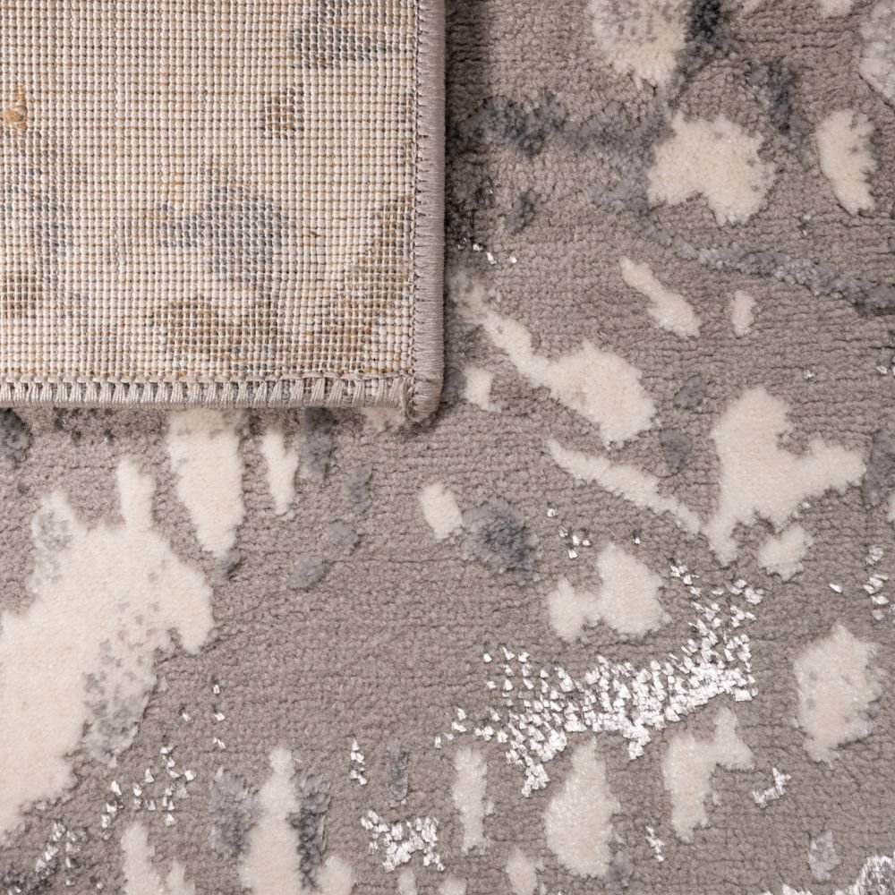 Tapete decorativo colección Samira rectangular en poliéster y polipropileno gris plata de pelo corto