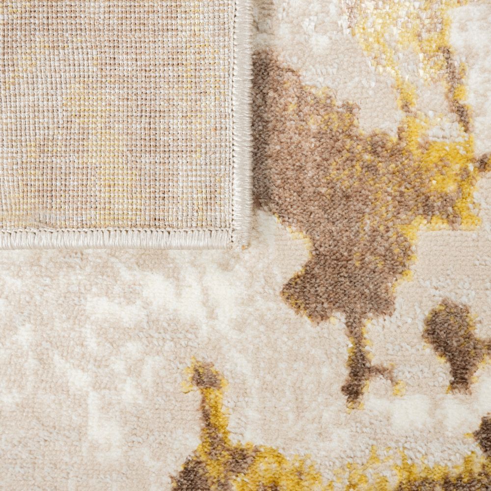 Tapete colección Sibel U7002 rectangular y circular de poliéster pelo corto en tono oro crema