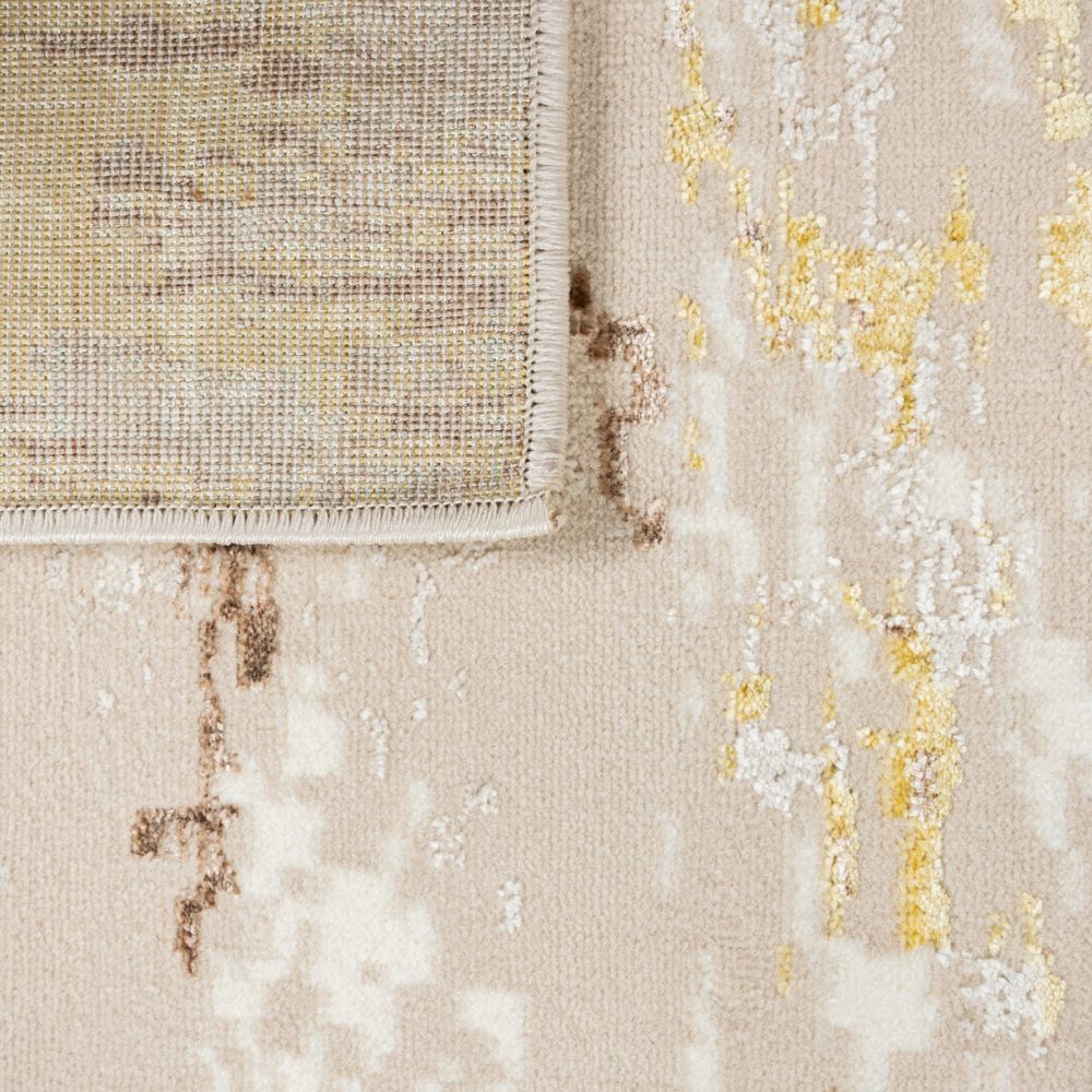 Tapete decorativo colección Sibel U7003 rectangular y circular en poliéster color oro crema