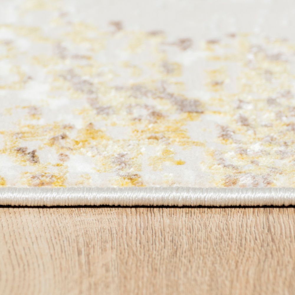 Tapete decorativo colección Sibel U7003 rectangular y circular en poliéster color oro crema