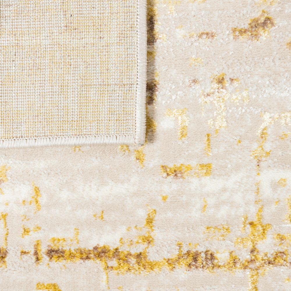 Tapete decorativo colección Sibel U7005 de poliéster en oro crema, rectangular o circular