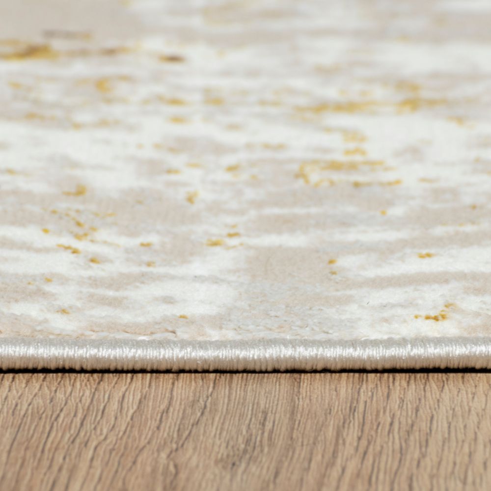 Tapete decorativo colección Sibel rectangular y circular en poliéster oro crema de pelo corto