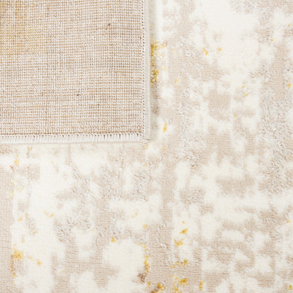Tapete decorativo colección Sibel rectangular y circular en poliéster oro crema de pelo corto