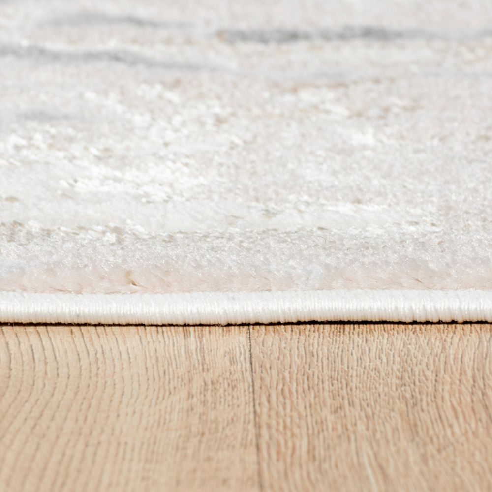 Tapete colección Terra T9028 rectangular de poliéster y polipropileno en tono crema oro