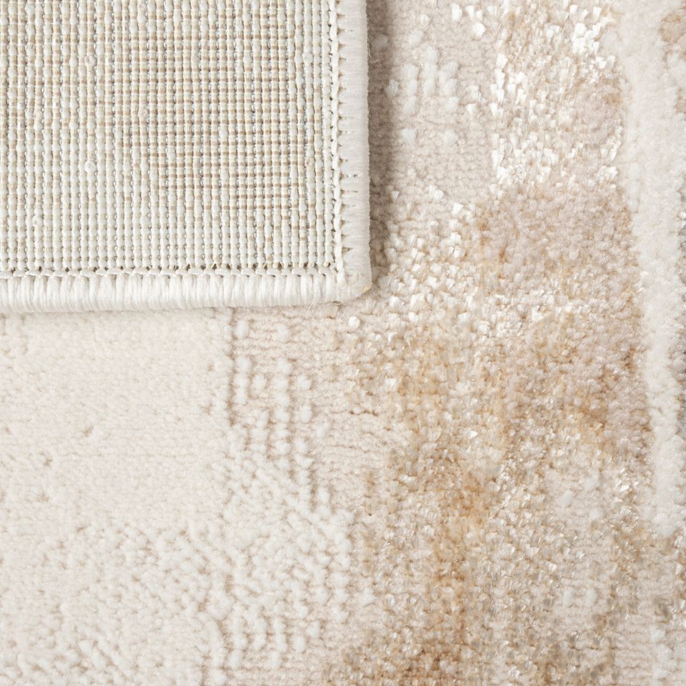 Tapete colección Terra T9028 rectangular de poliéster y polipropileno en tono crema oro