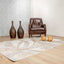 Tapete decorativo colección Terra T9029 rectangular en poliéster y polipropileno color crema oro