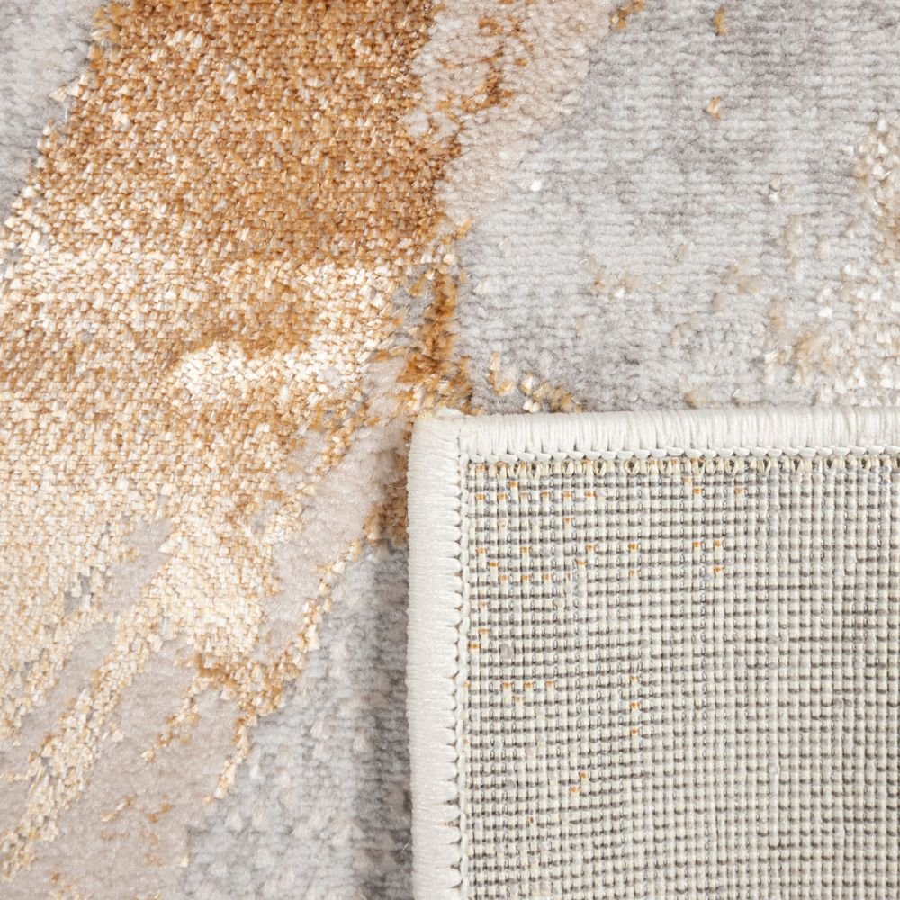 Tapete decorativo colección Terra T9029 rectangular en poliéster y polipropileno color crema oro