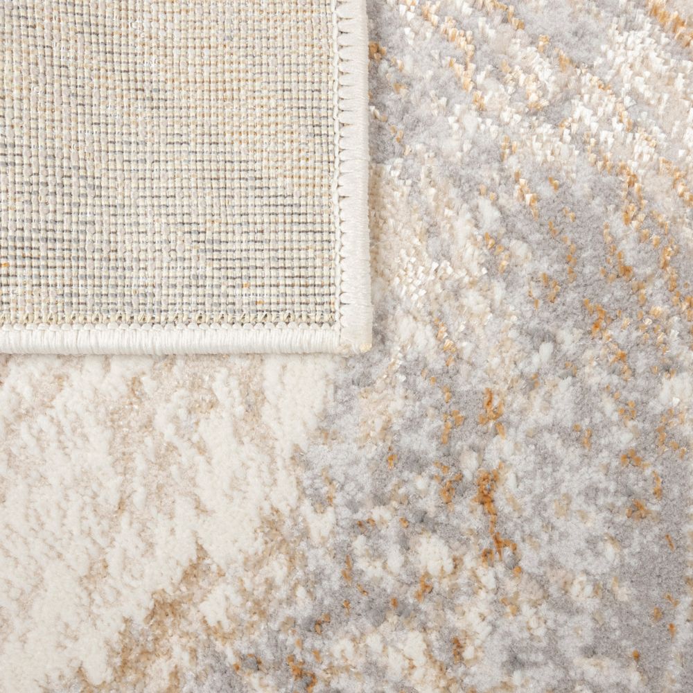 Tapete decorativo Terra T9030 rectangular de poliéster y polipropileno en crema y oro