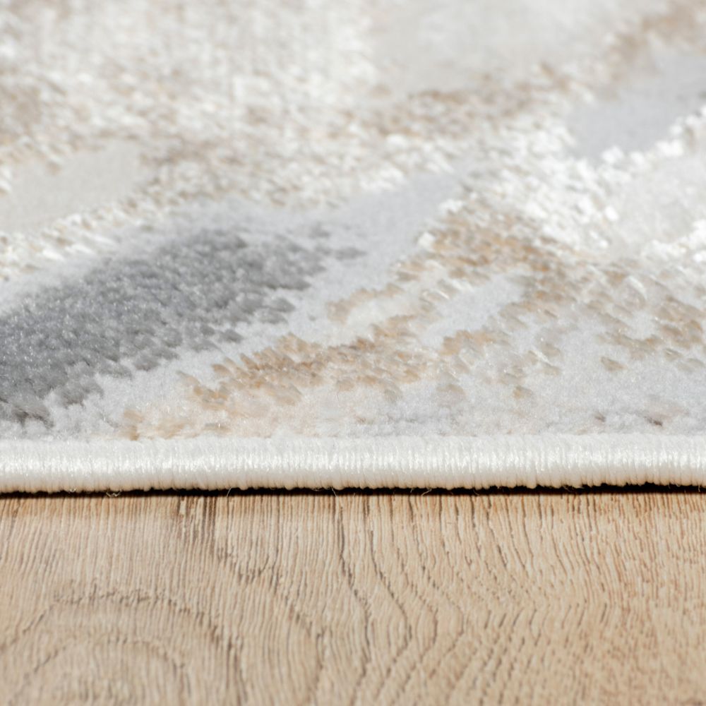 Tapete decorativo colección Terra T9032 rectangular de poliéster y polipropileno en crema oro