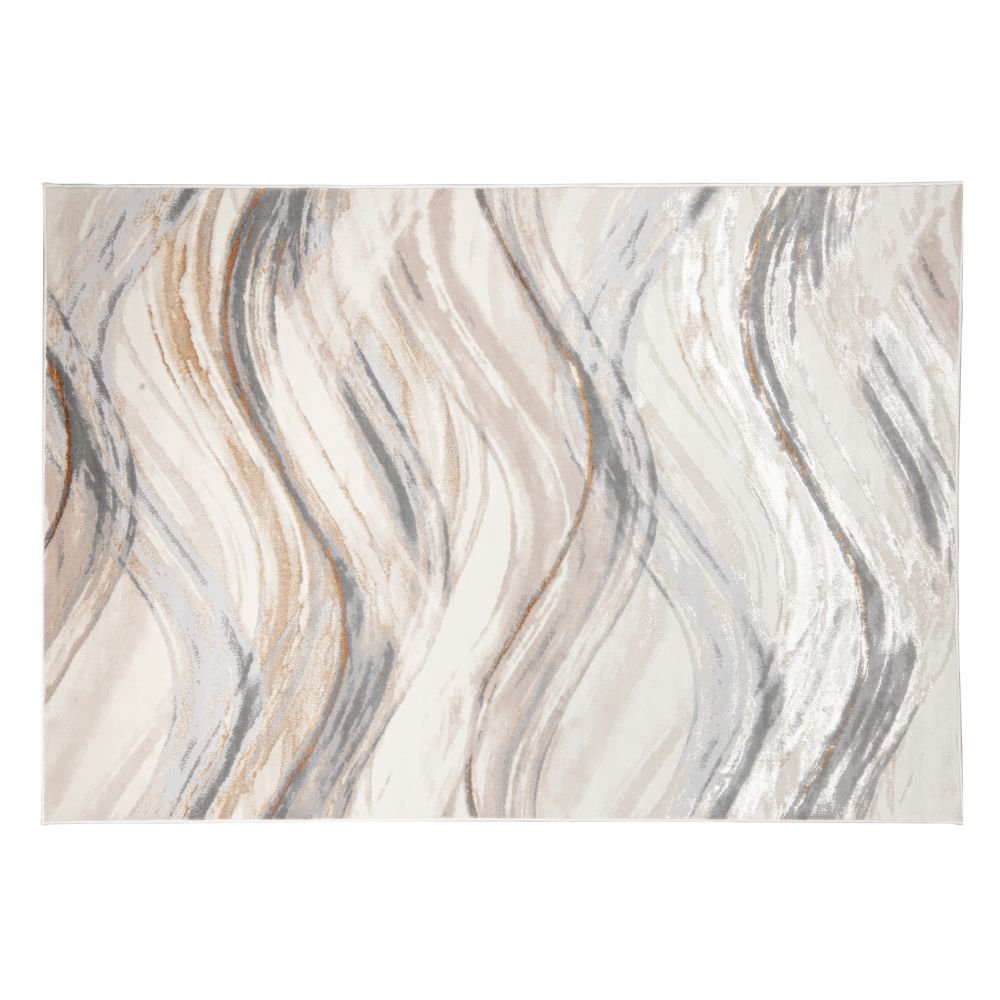 Tapete decorativo colección Terra T9032 rectangular de poliéster y polipropileno en crema oro