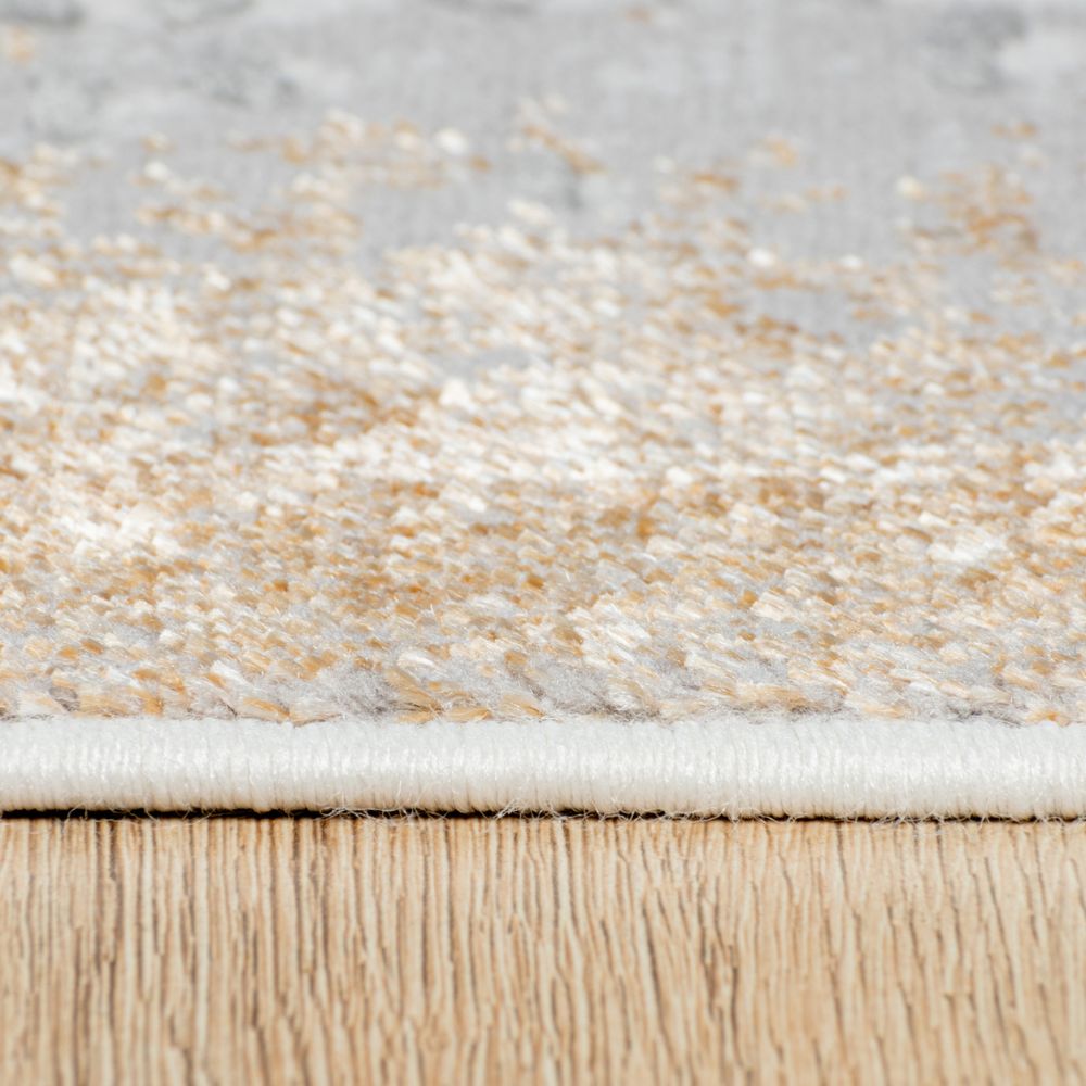 Tapete decorativo colección Terra rectangular en poliéster y polipropileno crema oro de pelo corto