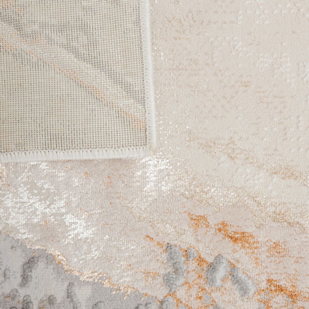 Tapete decorativo colección Terra rectangular en poliéster y polipropileno crema oro de pelo corto