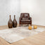 Tapete decorativo colección Terra T9035 rectangular de poliéster y polipropileno pelo corto en crema y oro