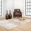 Tapete decorativo colección Terra T9035 rectangular de poliéster y polipropileno pelo corto en crema y oro