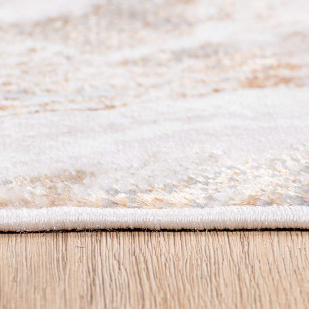 Tapete decorativo colección Terra T9037 rectangular de poliéster y polipropileno en crema y oro