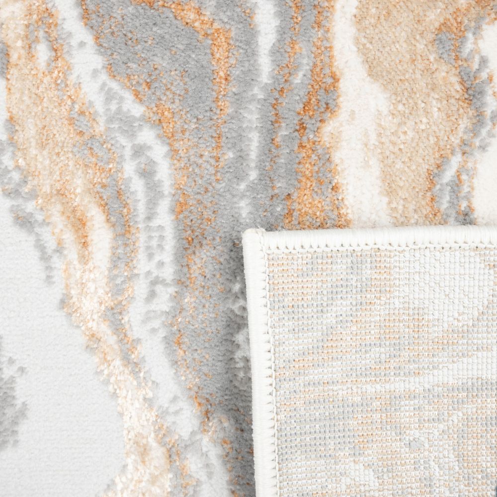 Tapete decorativo colección Terra T9040 rectangular en poliéster y polipropileno color crema oro