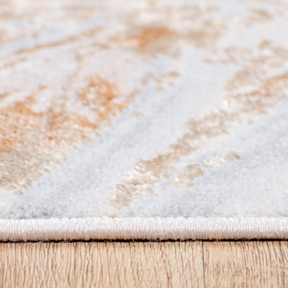 Tapete decorativo Terra T9041 rectangular de poliéster y polipropileno en crema y oro