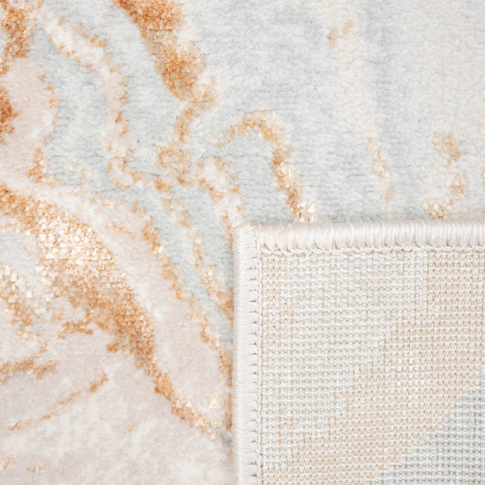 Tapete decorativo Terra T9041 rectangular de poliéster y polipropileno en crema y oro
