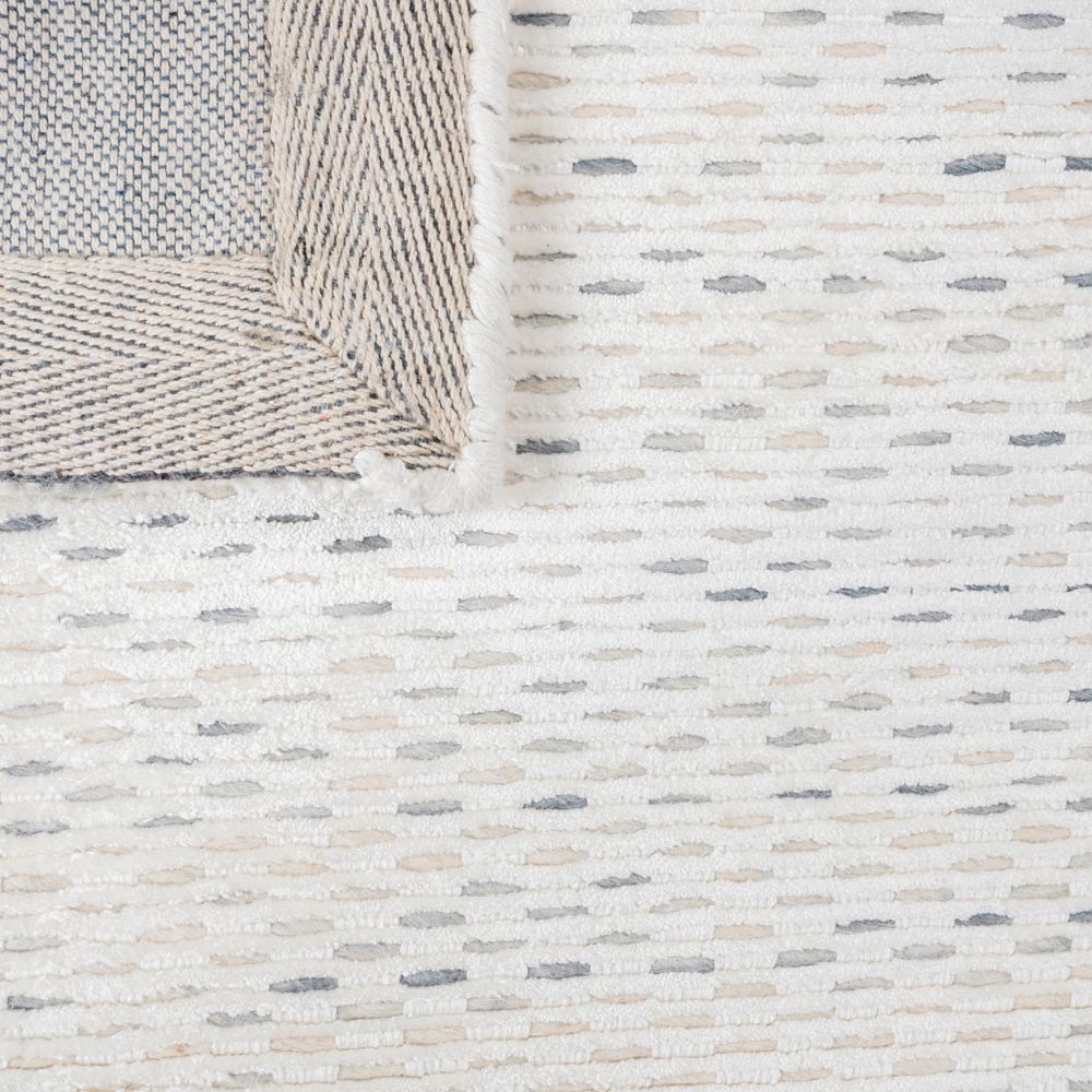 Tapete decorativo colección Thane N4001 rectangular de viscosa y lana en crema gris