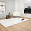 Tapete decorativo colección Thane N4001 rectangular de viscosa y lana en crema gris