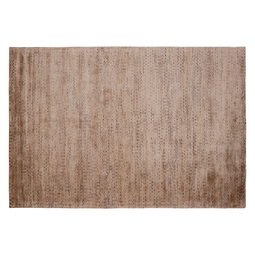 Tapete decorativo colección Thane rectangular en viscosa y lana oro gris de pelo corto
