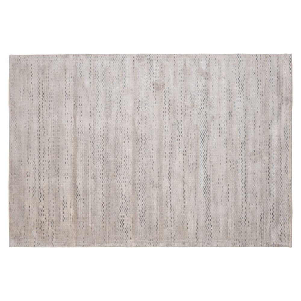 Tapete decorativo colección Thane N4003 rectangular de viscosa y lana pelo corto en tonos plata y gris