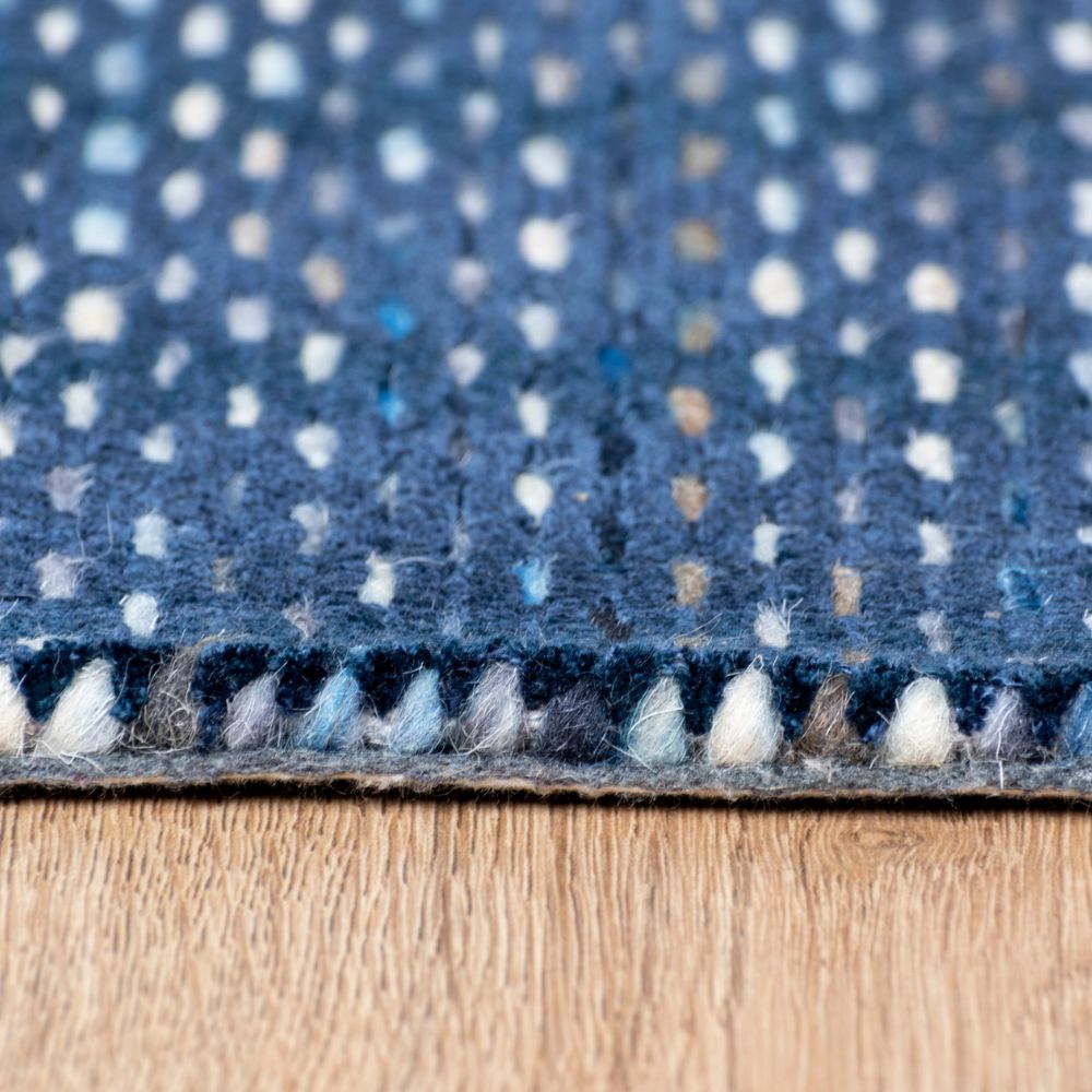 Tapete decorativo Thane N4007 rectangular de viscosa y lana en azul multicolor