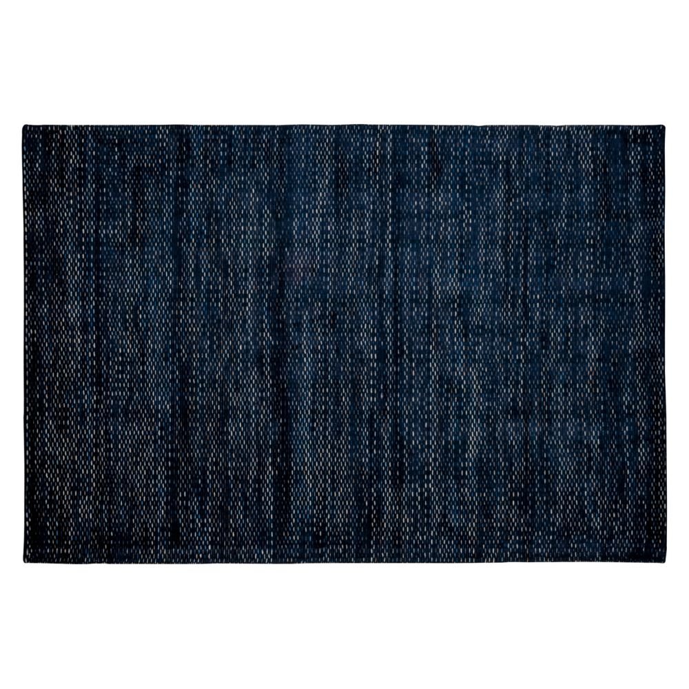 Tapete decorativo Thane N4007 rectangular de viscosa y lana en azul multicolor