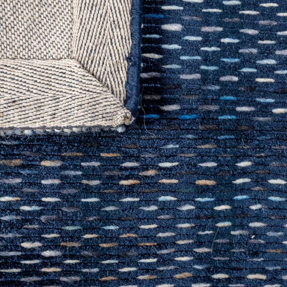 Tapete decorativo Thane N4007 rectangular de viscosa y lana en azul multicolor