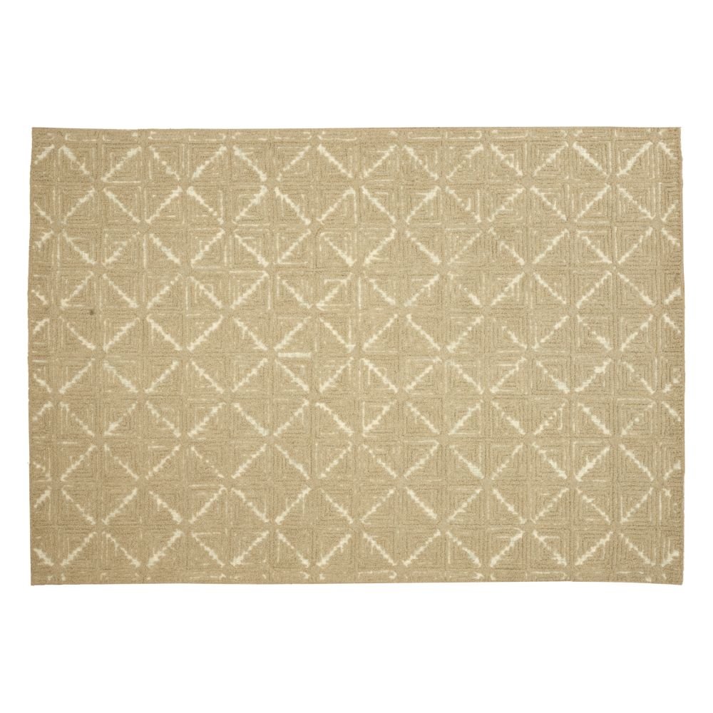 Tapete decorativo colección Vani rectangular en lana y algodón beige crema de pelo corto