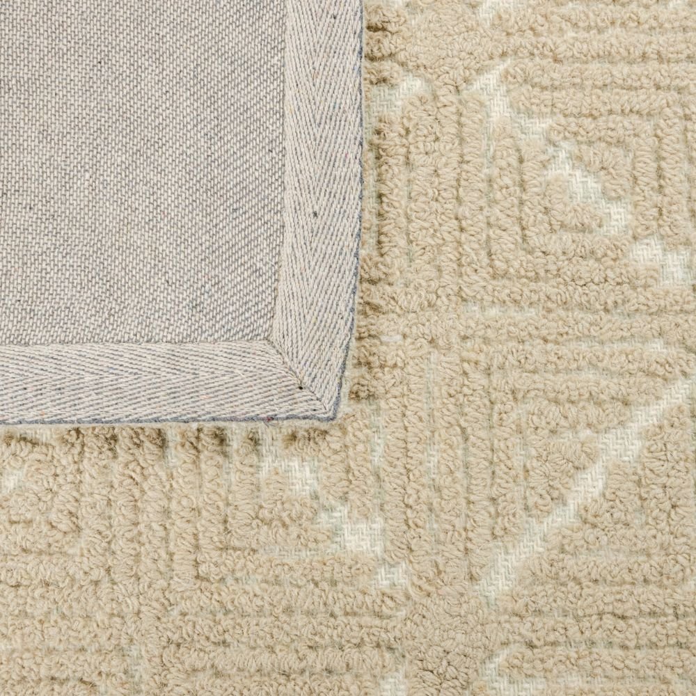 Tapete decorativo colección Vani rectangular en lana y algodón beige crema de pelo corto