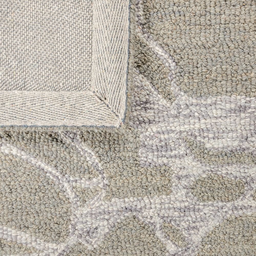 Tapete colección Vani D2005 rectangular de lana y algodón en tono gris crema