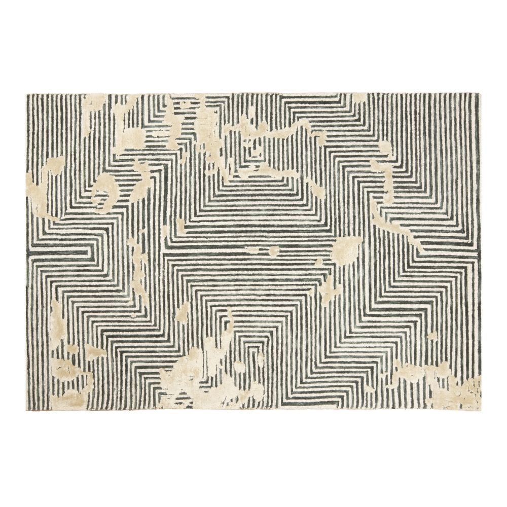 Tapete decorativo colección Vani D2006 rectangular en lana y algodón color gris beige