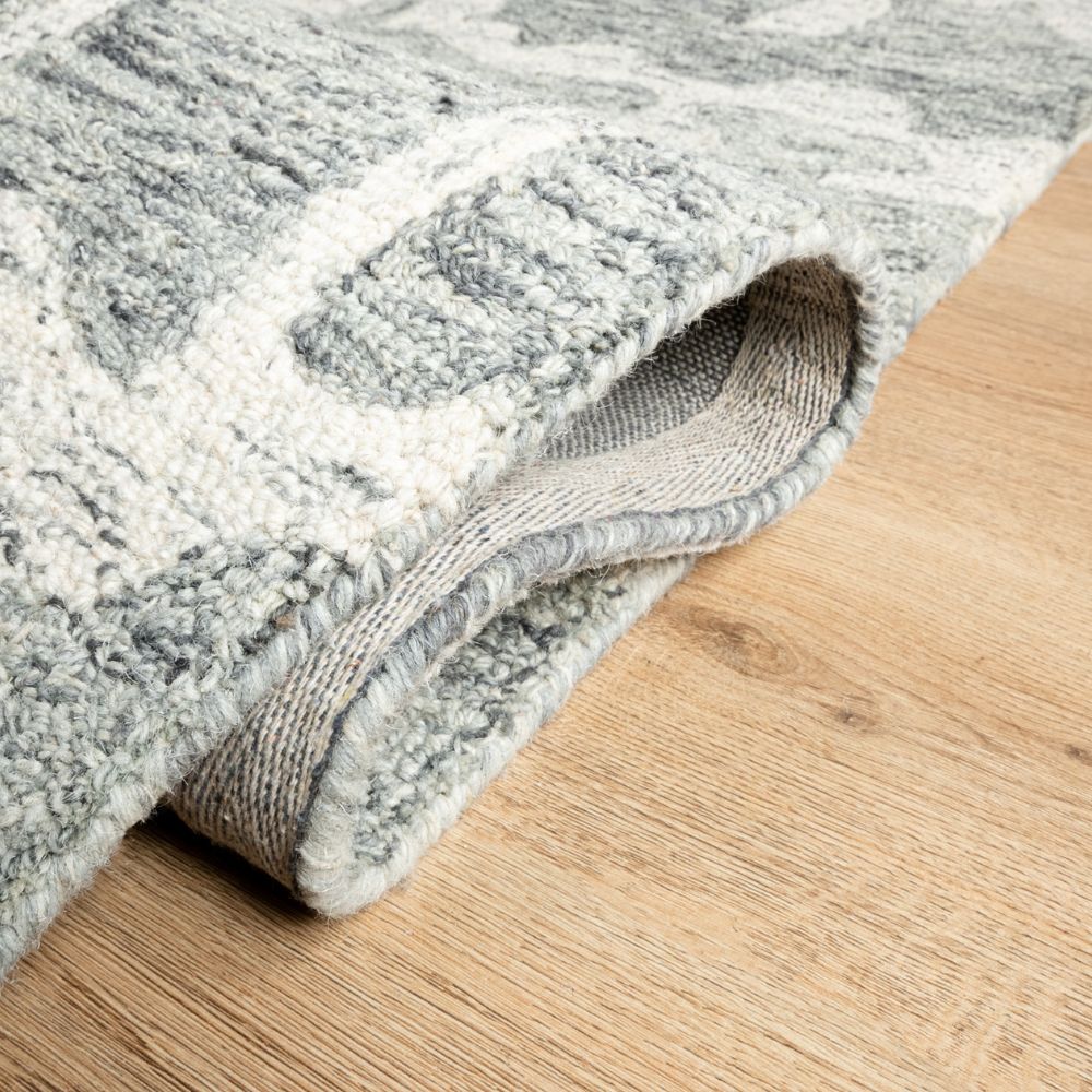 Tapete decorativo Vani D2007 rectangular de lana y algodón en gris y beige