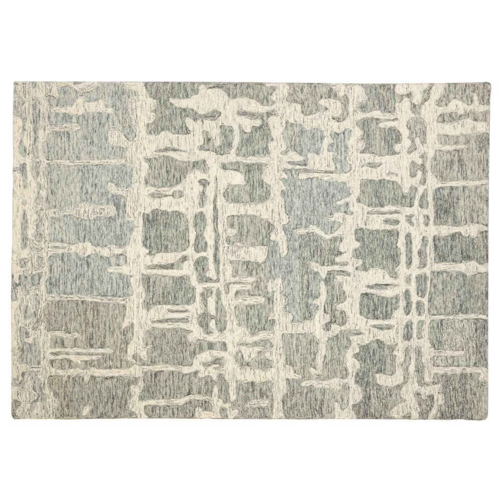 Tapete decorativo Vani D2007 rectangular de lana y algodón en gris y beige