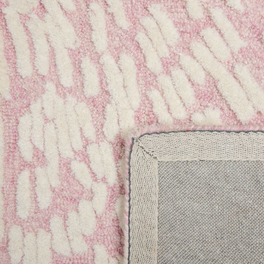 Tapete decorativo colección Vani D2008 rectangular de lana y algodón en rosa crema