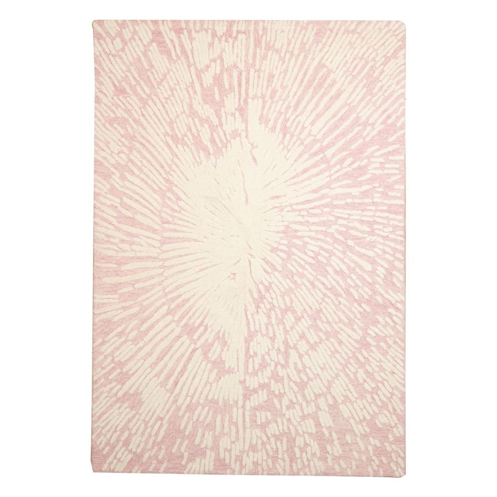 Tapete decorativo colección Vani D2008 rectangular de lana y algodón en rosa crema