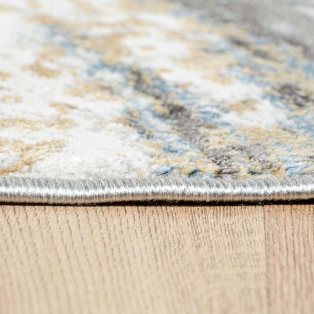 Tapete decorativo colección Zaria T2182 de poliéster pelo corto en tonos gris y crema, rectangular o circular
