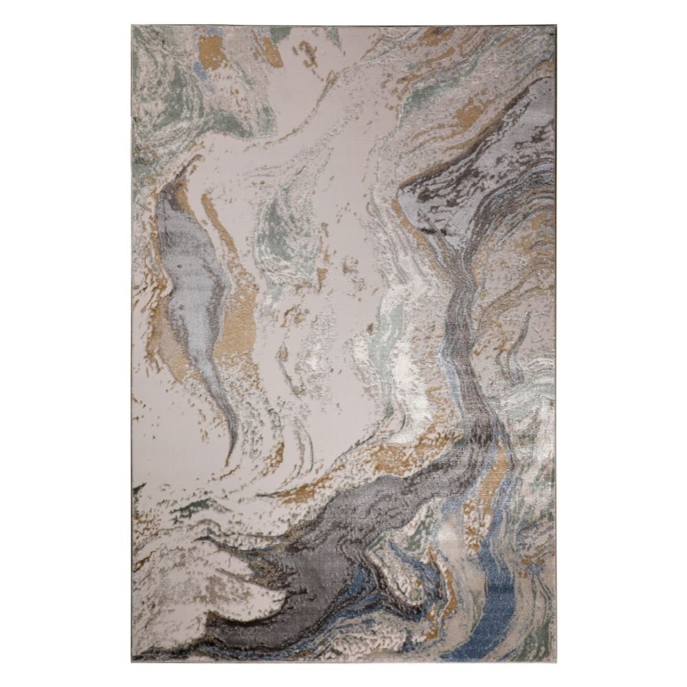 Tapete decorativo colección Zaria T2182 de poliéster pelo corto en tonos gris y crema, rectangular o circular