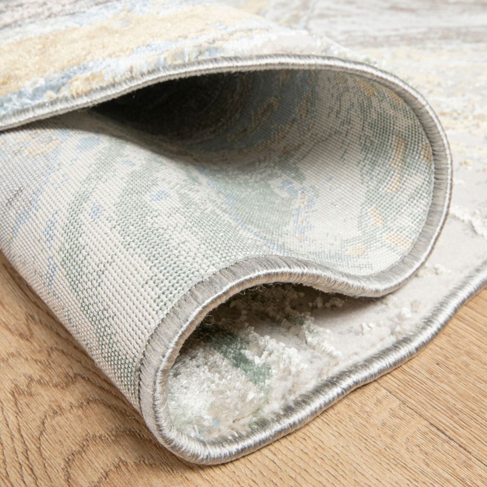 Tapete decorativo colección Zaria T2182 de poliéster pelo corto en tonos gris y crema, rectangular o circular
