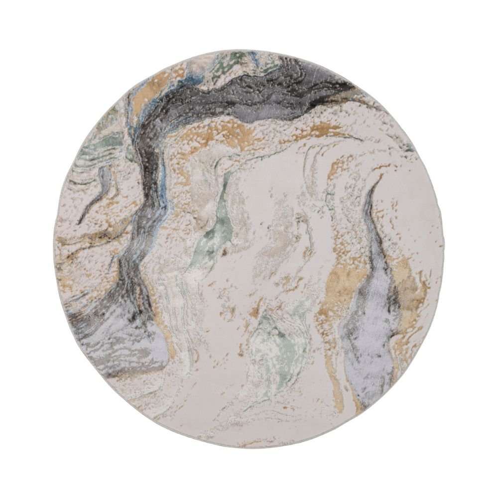 Tapete decorativo colección Zaria T2182 de poliéster pelo corto en tonos gris y crema, rectangular o circular
