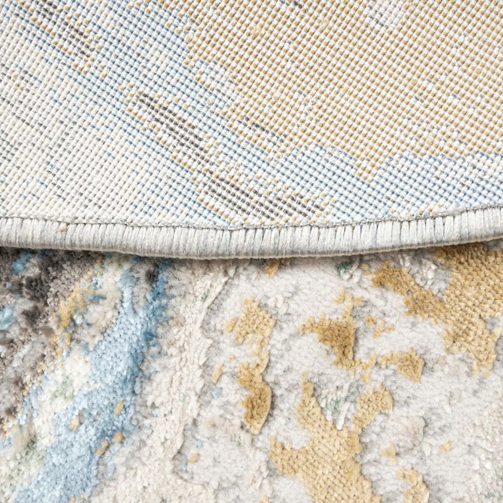 Tapete decorativo colección Zaria T2182 de poliéster pelo corto en tonos gris y crema, rectangular o circular