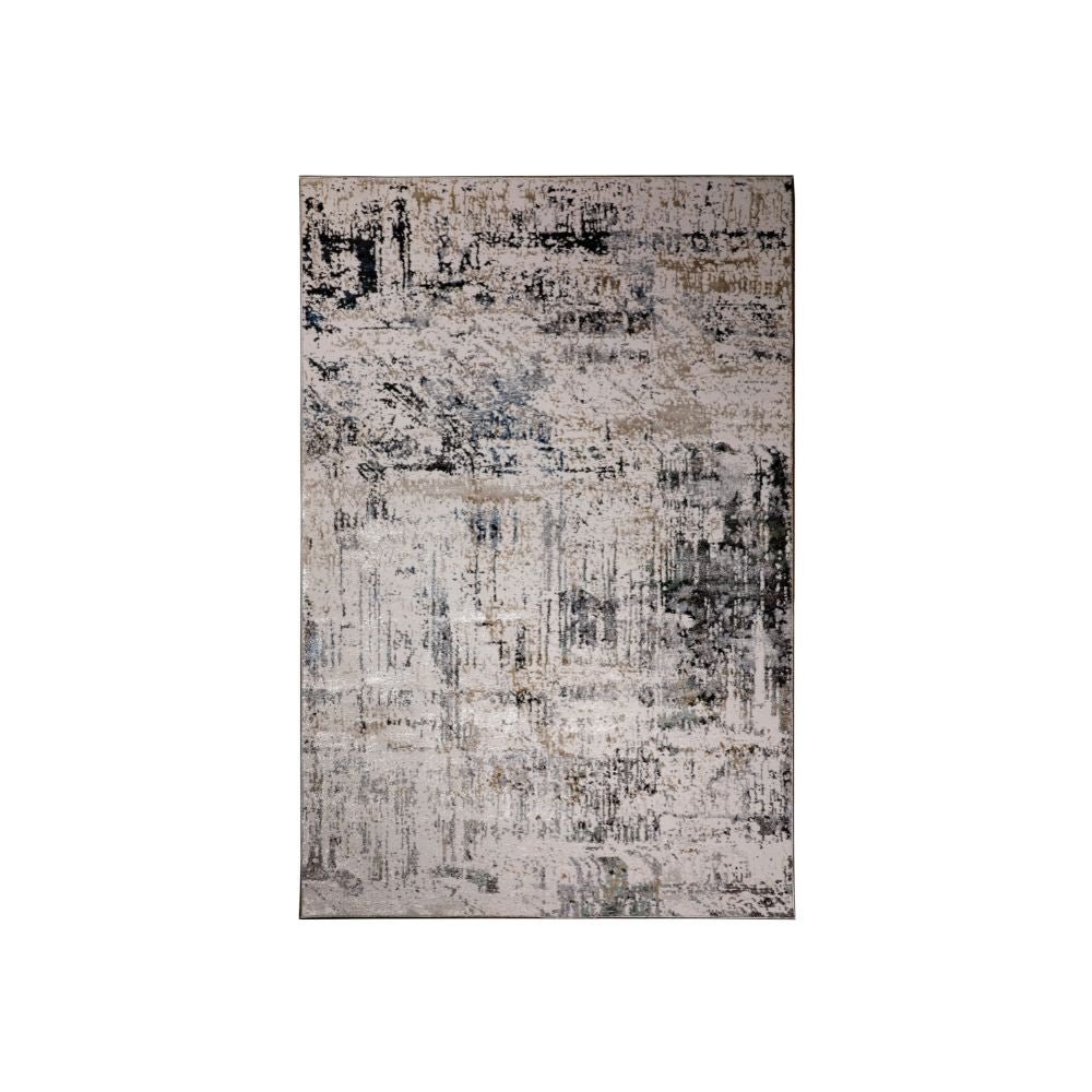 Tapete decorativo colección Zaria T2183 rectangular y circular de poliéster en tonos gris y crema