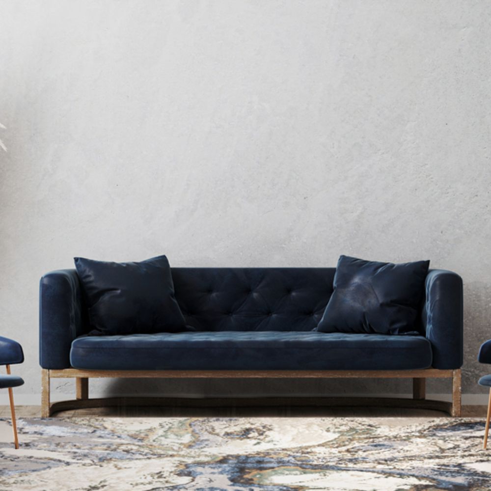Tapete colección Zaria T2185 rectangular y circular de poliéster pelo corto en tono gris crema