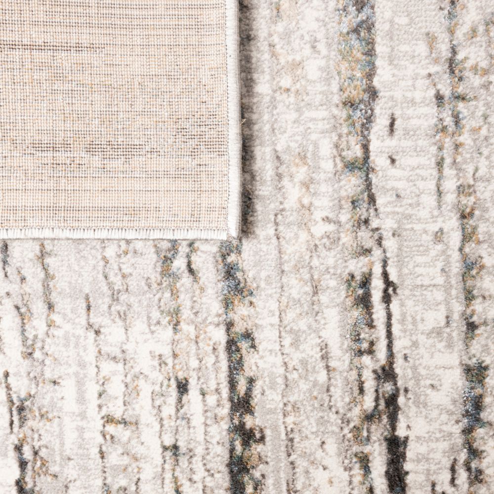 Tapete decorativo colección Zaria T2186 rectangular y circular en poliéster color gris crema